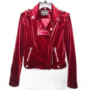 NWT XOXO Burgundy Velour Motorcycle Jacket Medium